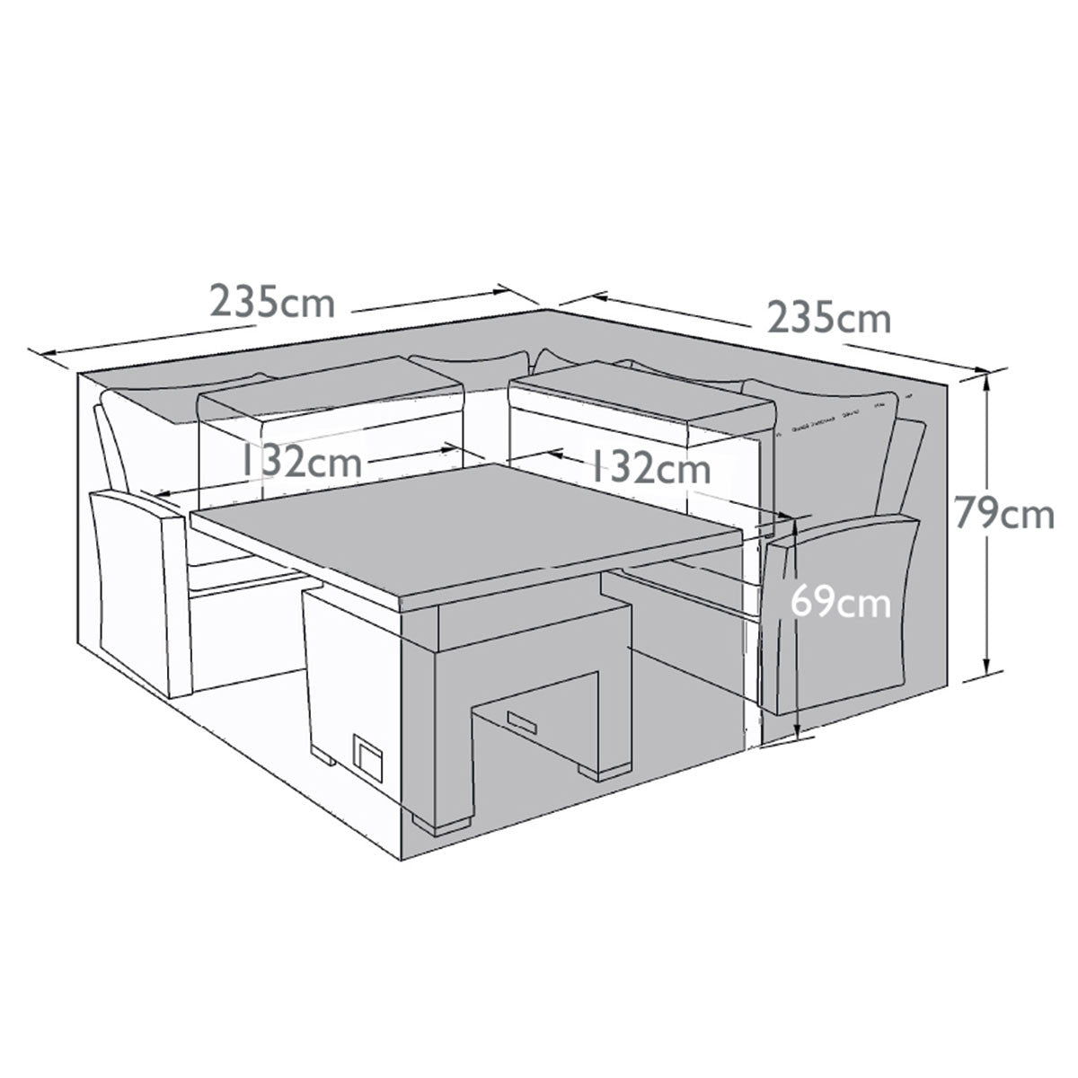 Outdoor Cover for Deluxe Kingston Corner Set with Rising Table
