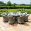 Oxford 8 Seat Round Fire Pit Dining Set with Heritage Chairs and Lazy Susan