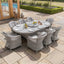 Oxford 8 Seat Oval Dining Set With Heritage Chairs & Lazy Susan (Ceramic Glass)