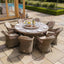 Winchester 8 Seat Round Dining Set With Heritage Chairs & Lazy Susan (Ceramic Glass)