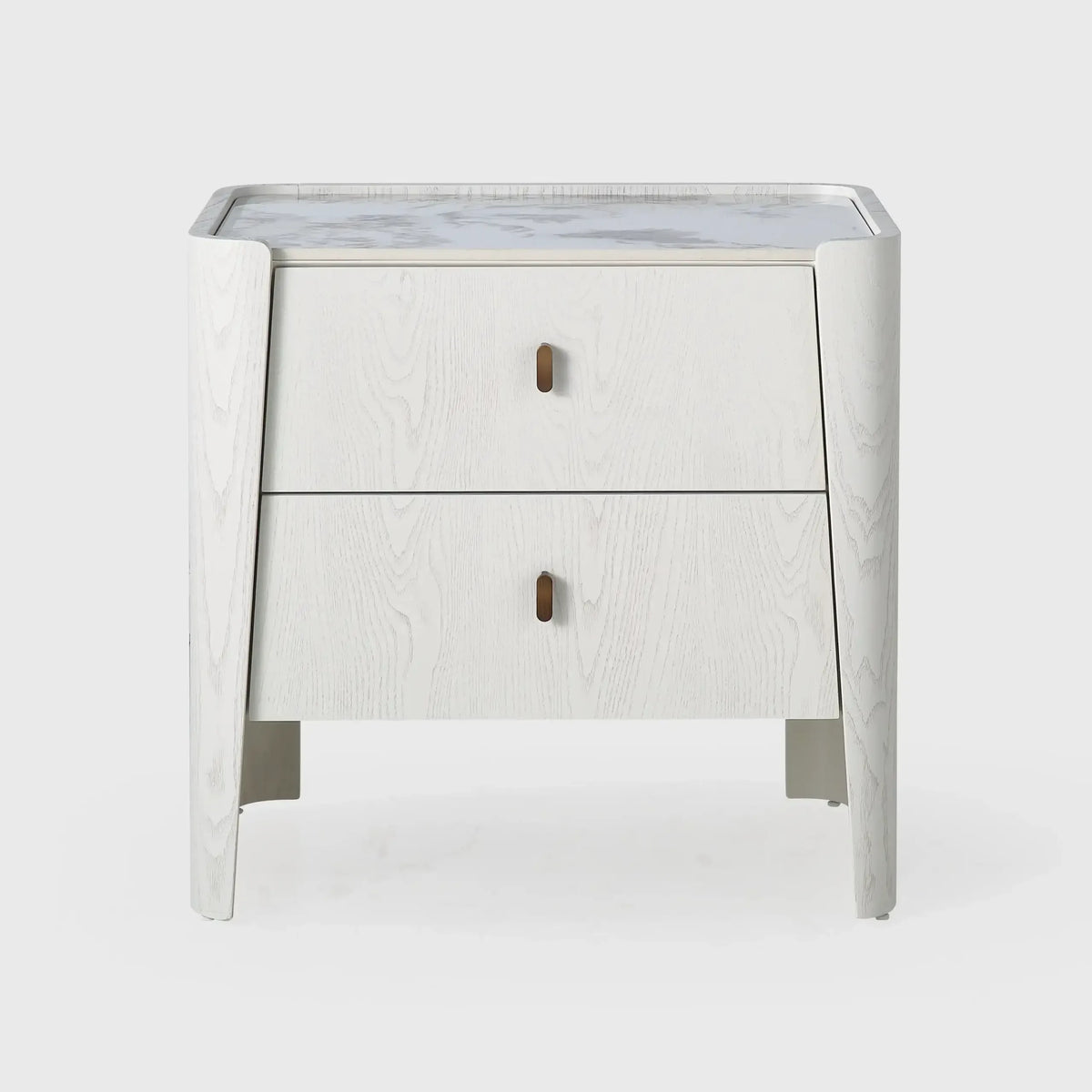 Kelly 2 Drawer Bedside Large White Ash