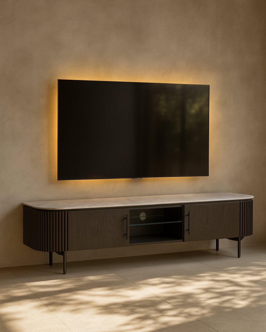 Lantine Marble TV Unit - Black Oak