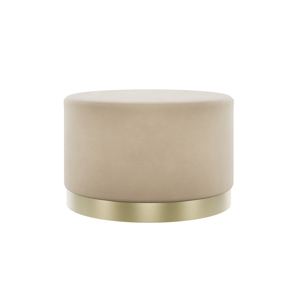 Lara Beige Velvet Small Pouffe