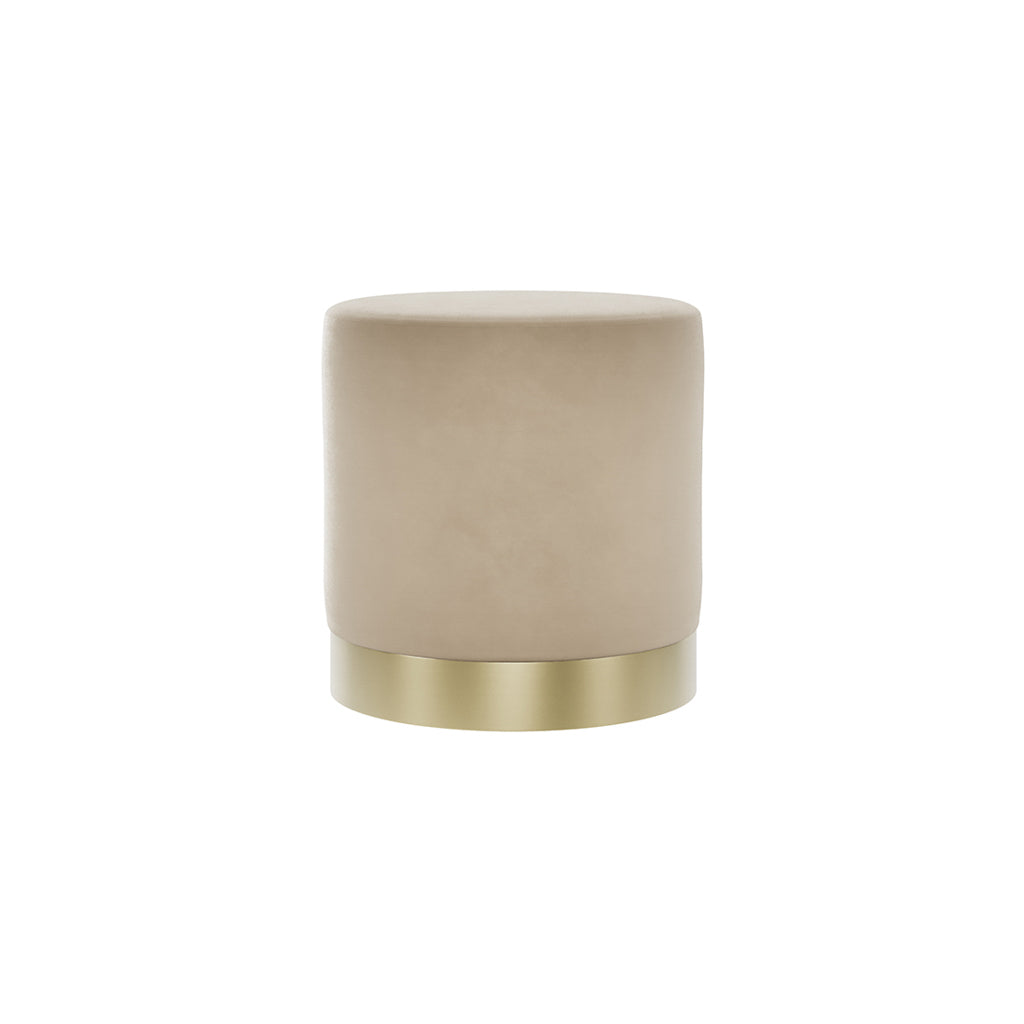 Lara Beige Velvet Large Pouffe