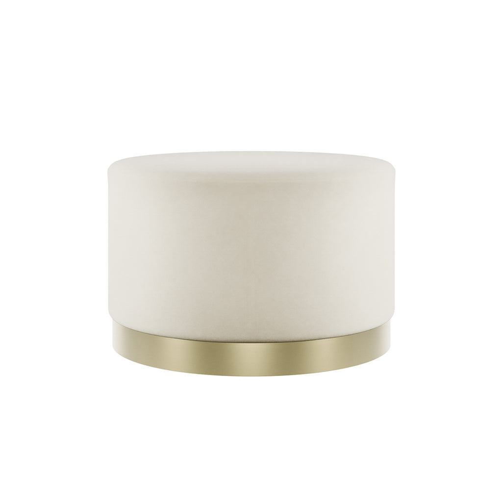 Lara Cream Velvet Small Pouffe