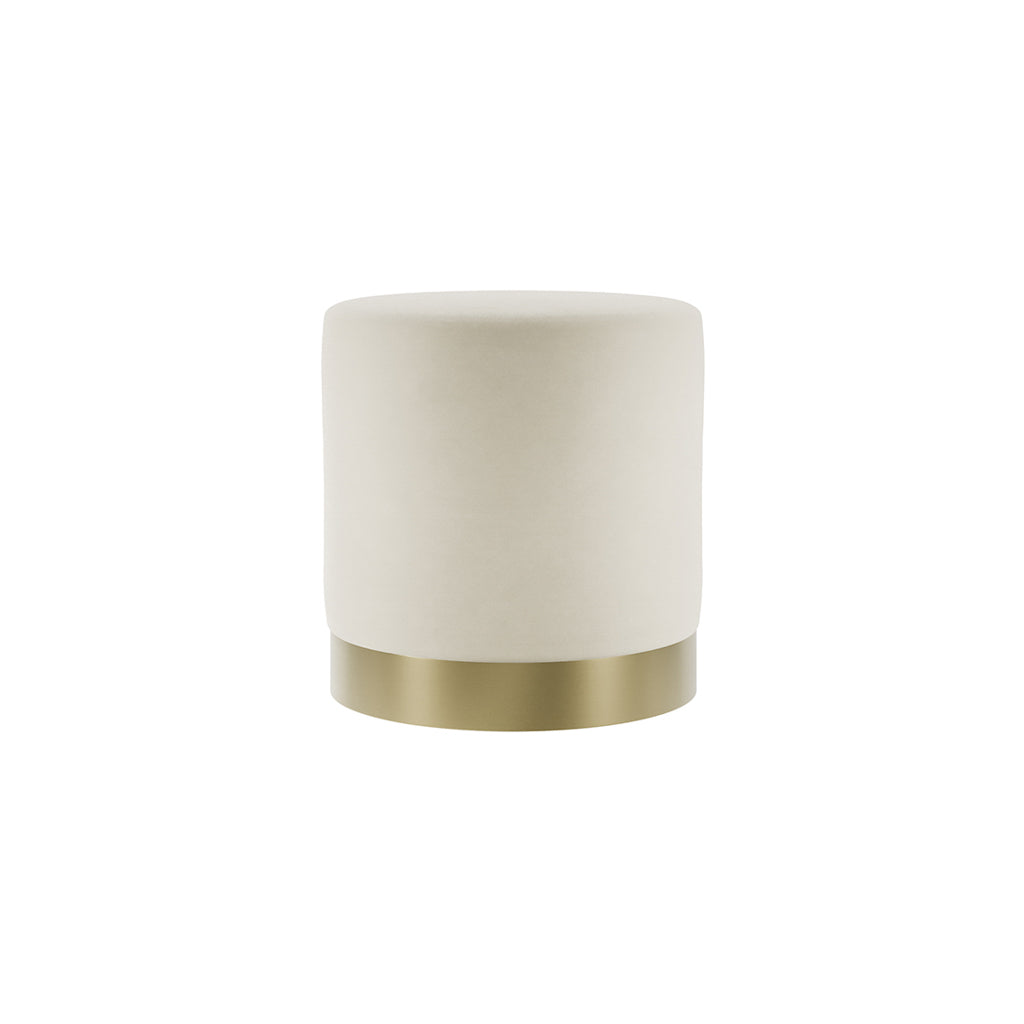 Lara Cream Velvet Large Pouffe