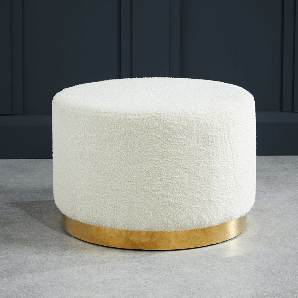 Lara Ivory Boucle Large Pouffe