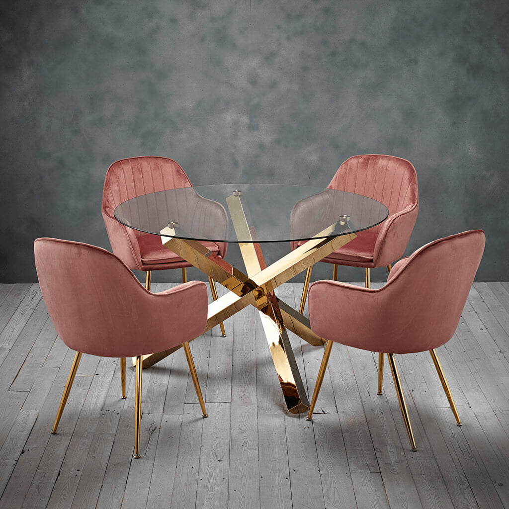 Lara Vintage Pink & Gold Dining Chairs