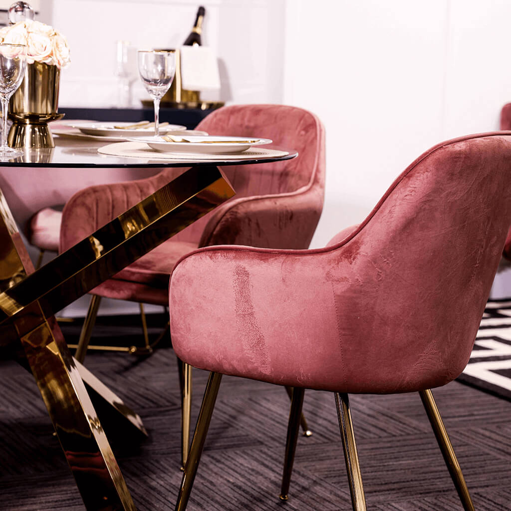 Lara Vintage Pink & Gold Dining Chairs