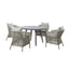 Maldives 4 Seat Round Dining Set With Lazy Susan - Cool Linen