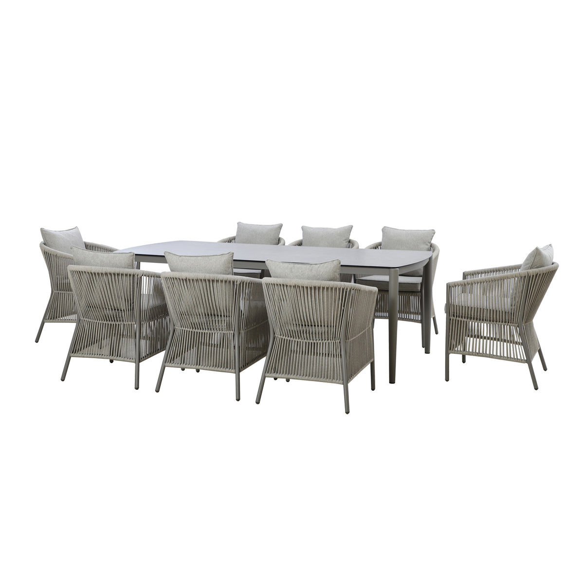 Maldives 8 Seat Rectangular Dining Set - Cool Linen