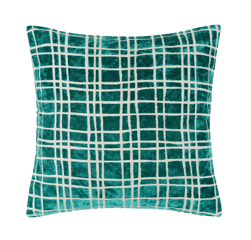 Paul Monneypenny Large Drunkplaid Teal Cushion