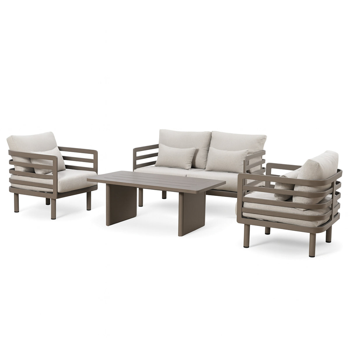 Metro 2 Seat Sofa Set with Rectangular Coffee Table - Café