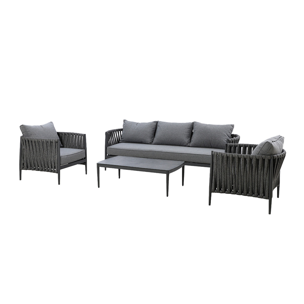 Milan 3 Seat Sofa Set - Charcoal