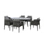 Milan 6 Seat Oval Dining Set With Lazy Susan - Charcoal