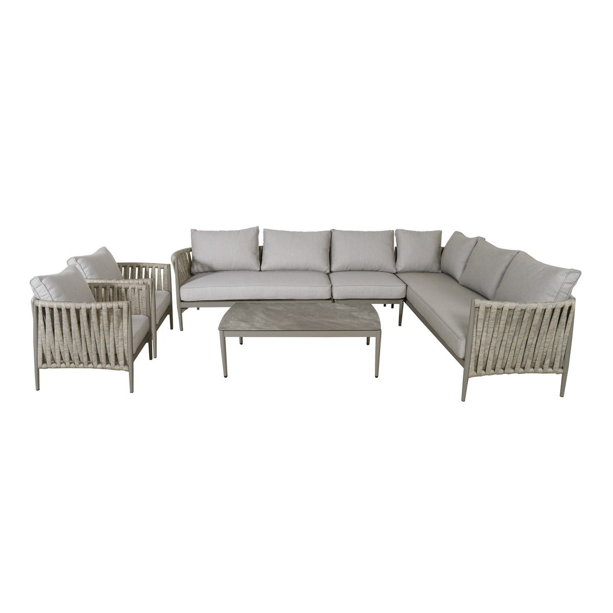 Milan Large Corner Sofa Set With Armchair x2 - Cool Linen