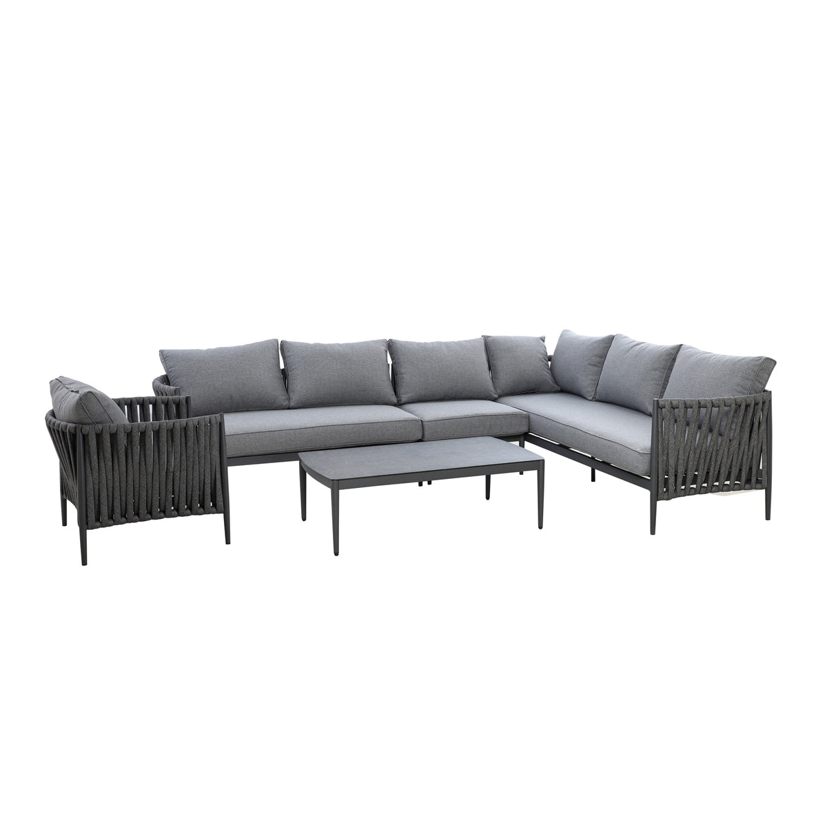 Milan Large Corner Sofa Set With Armchair - Charcoal
