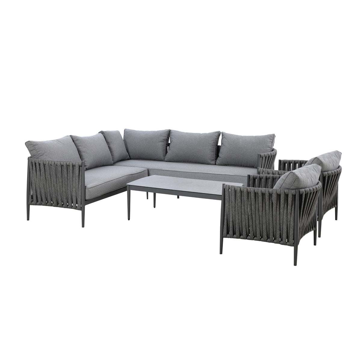 Milan Small Corner Sofa Set With Armchair x2 - Charcoal
