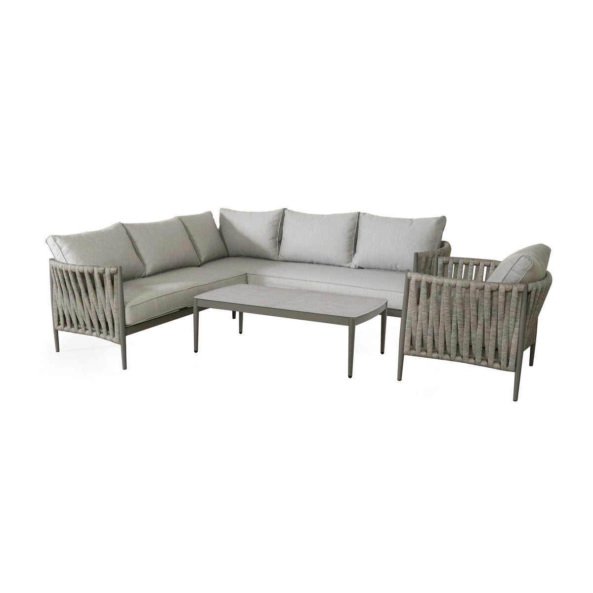 Milan Small Corner Sofa Set With Armchair - Cool Linen
