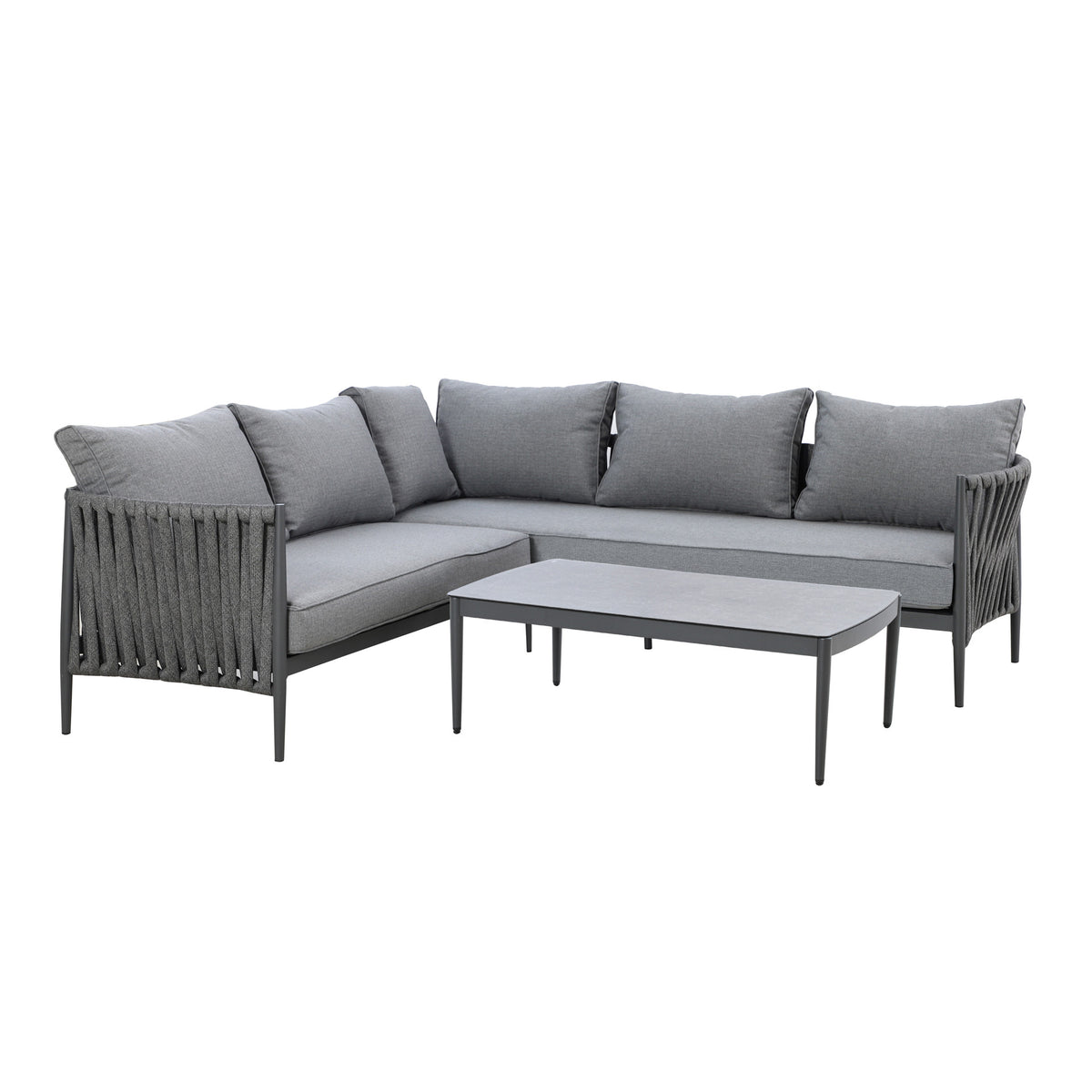 Milan Small Corner Sofa Set With Armchair - Charcoal