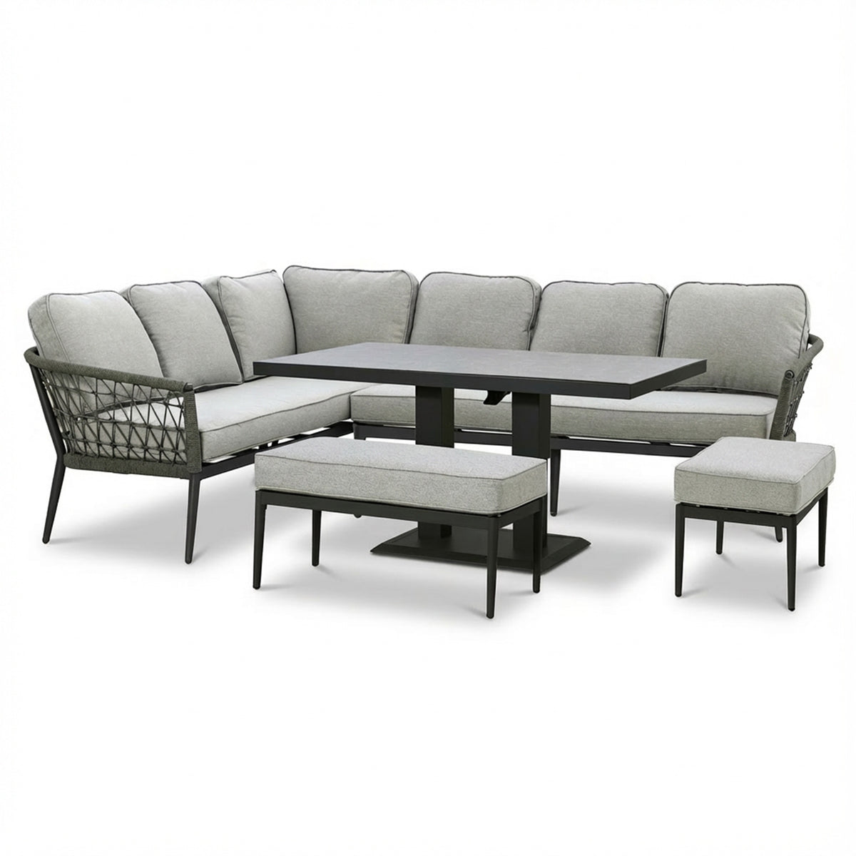 Monaco Rectangular Corner Dining Set with Rising Table - Ivy Green