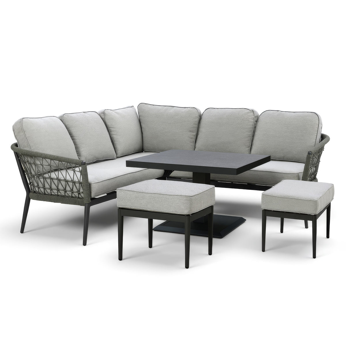 Monaco Square Corner Dining Set with Rising Table - Ivy Green