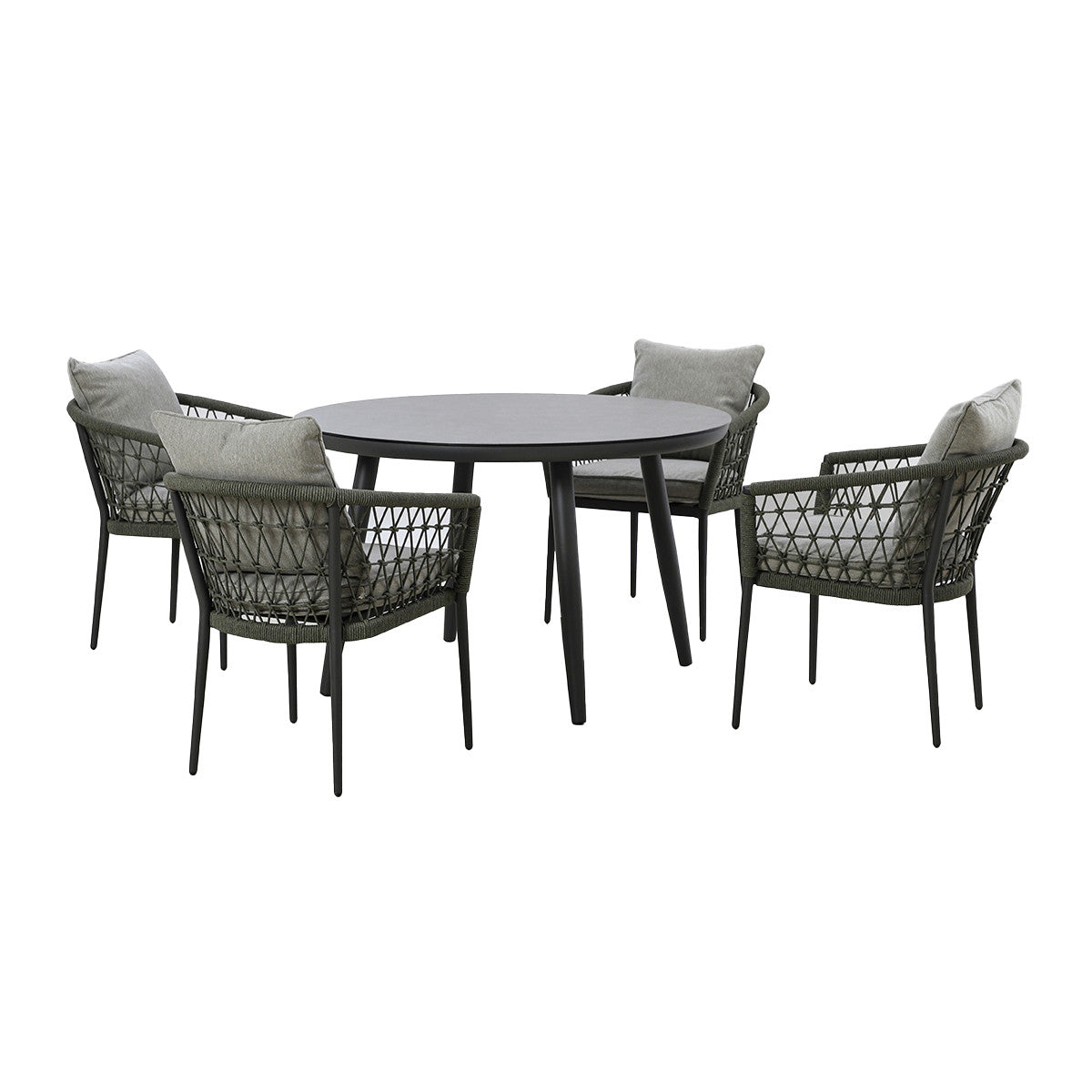 Monaco 4 Seat Round Dining Set With Lazy Susan - Ivy Green