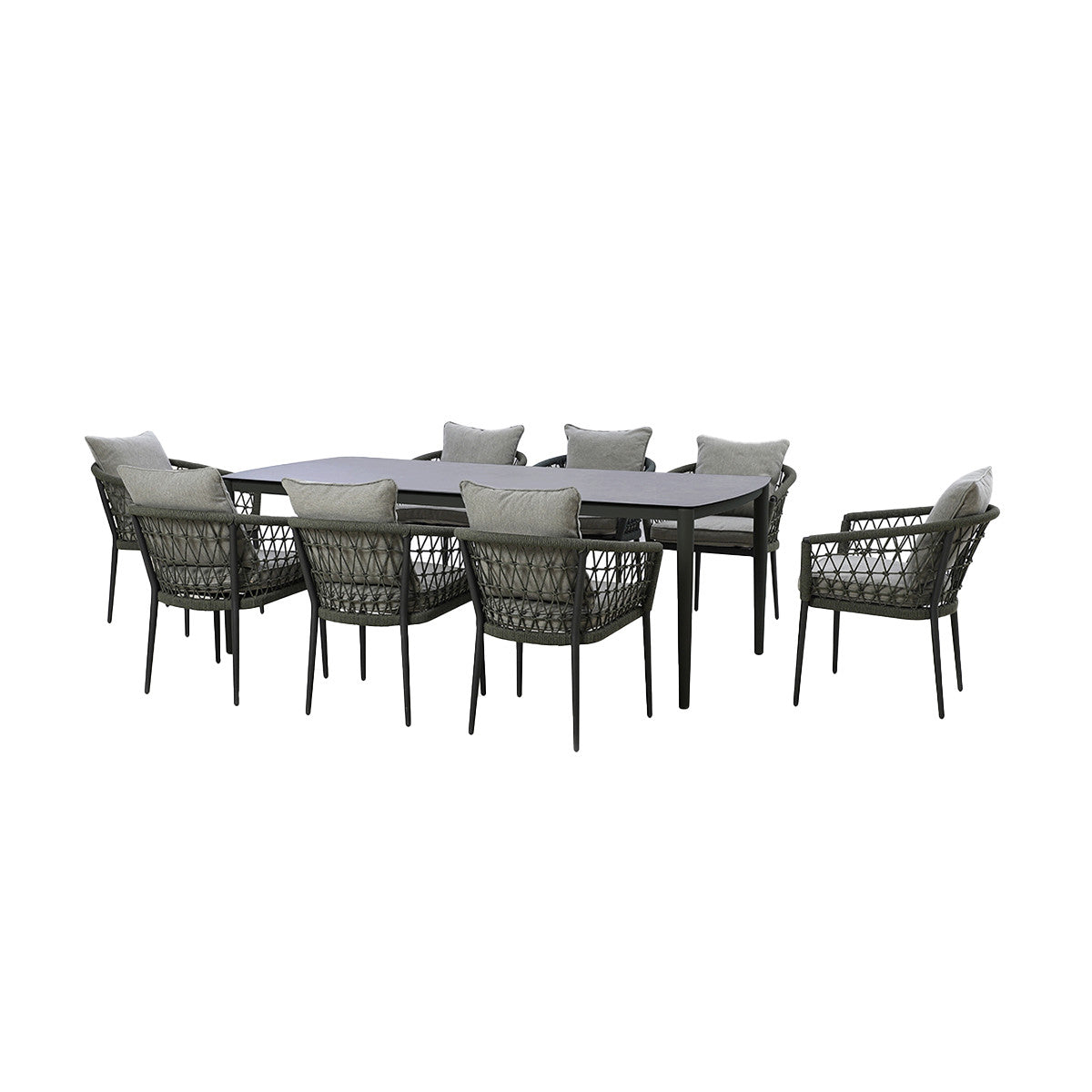 Monaco 8 Seat Rectangular Dining Set - Ivy Green