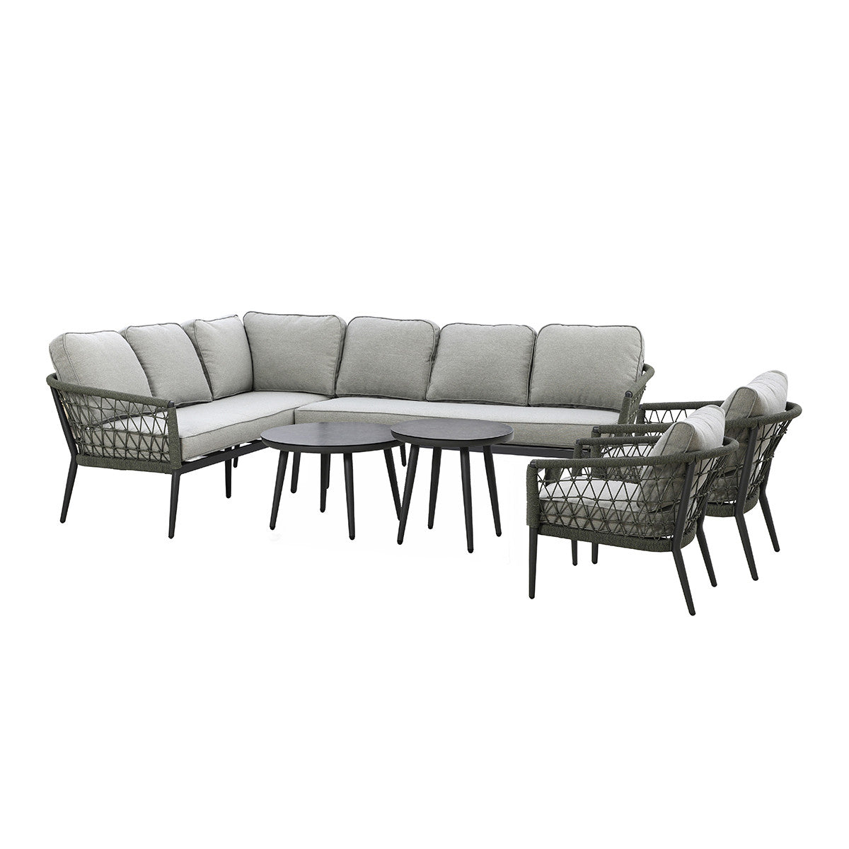 Monaco Large Corner Sofa Set With Armchair x2 - Ivy Green