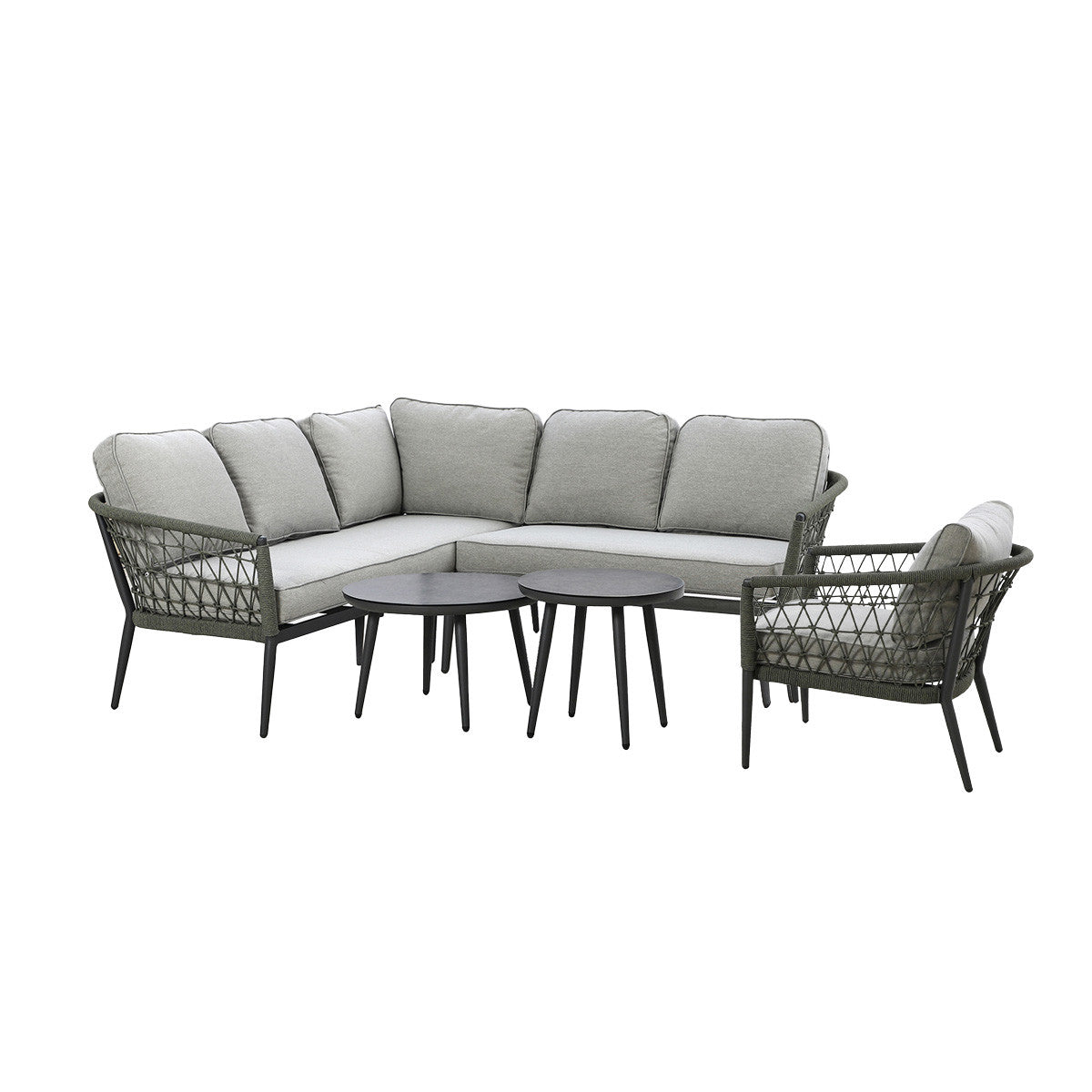 Monaco Small Corner Sofa Set With Armchair - Ivy Green