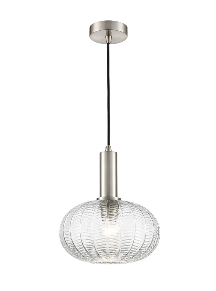 Mezcla pendant in satin nickel with chevron glass