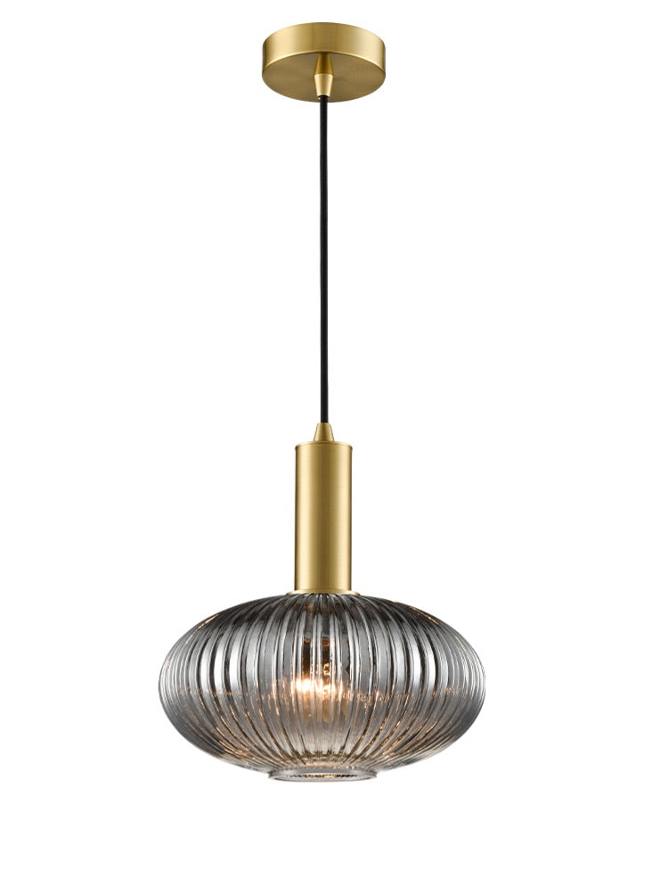 Mezcla Pendant aged brass with smoked glass - Brass