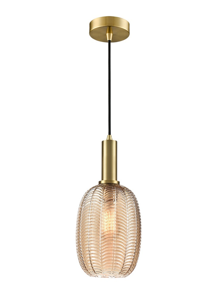 Mezcla pendant aged brass with chevron glass