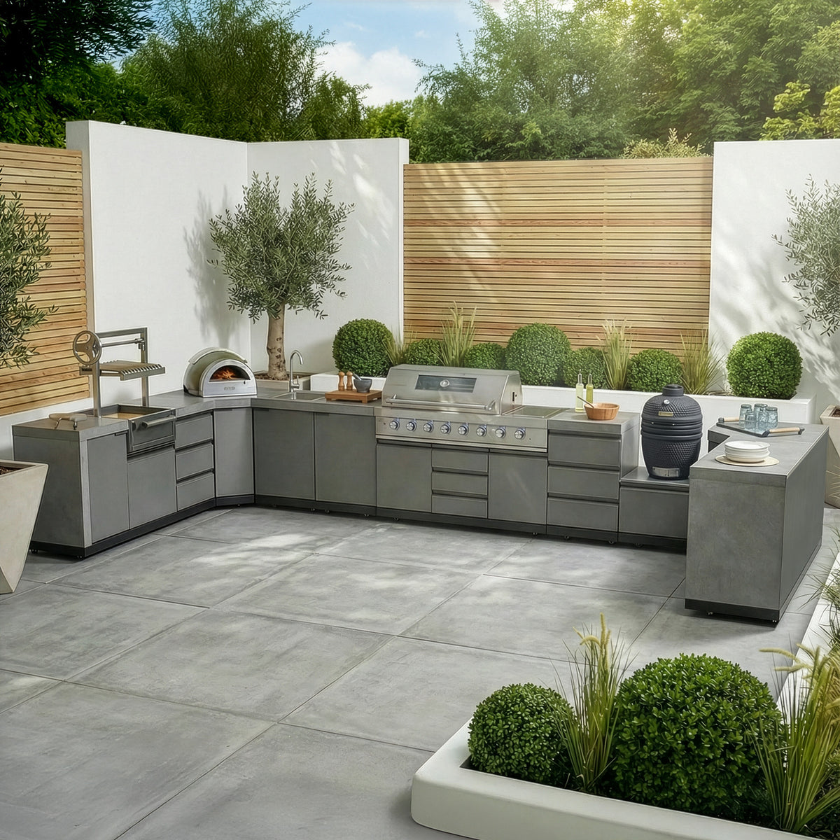 Maze Ember Outdoor Kitchen Large U-Shape (with Kamado)