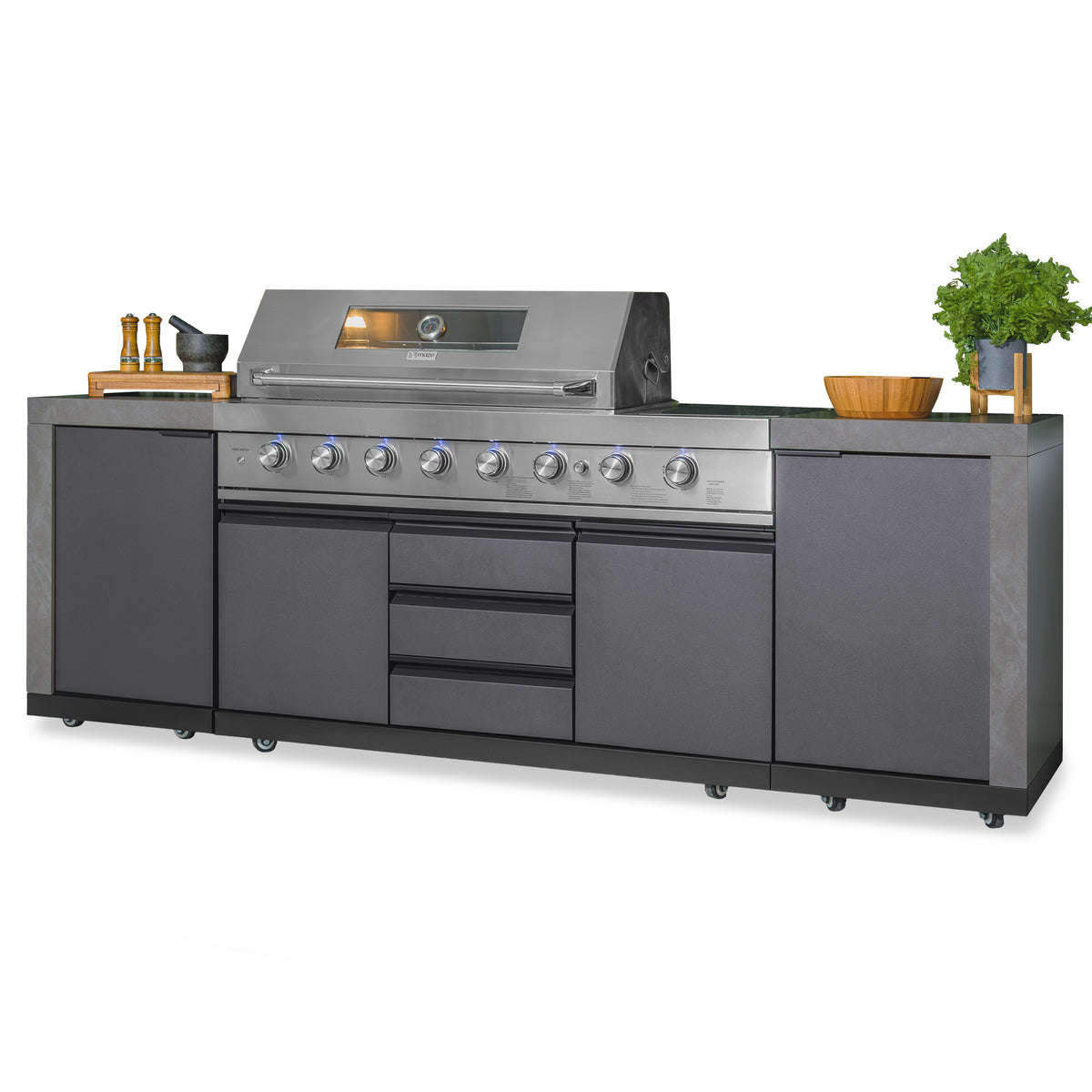 Maze Ember Linear Outdoor Kitchen With Gas BBQ & Cupboards