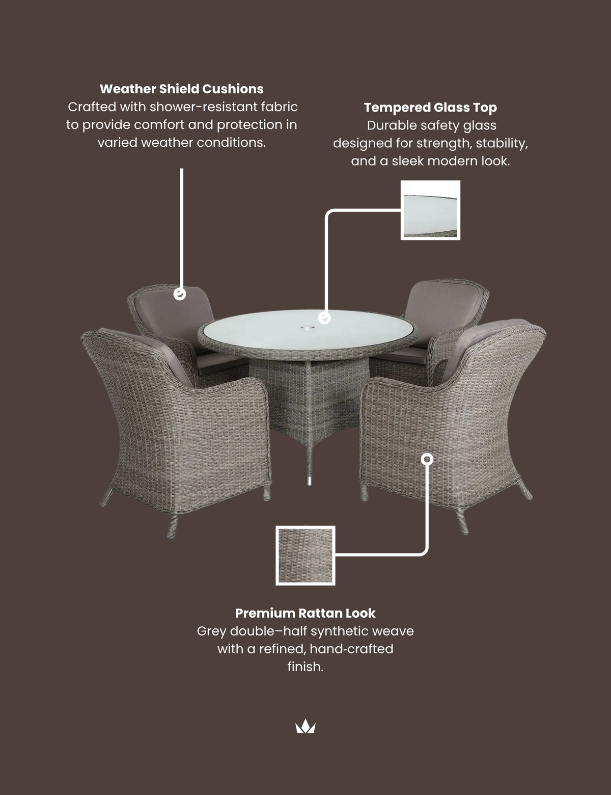 Paris 4 Seater Imperial Round Dining Set
