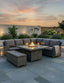 Paris 8 Seater Deluxe Modular Corner Dining & Lounging Set -with Square Fire Pit Table