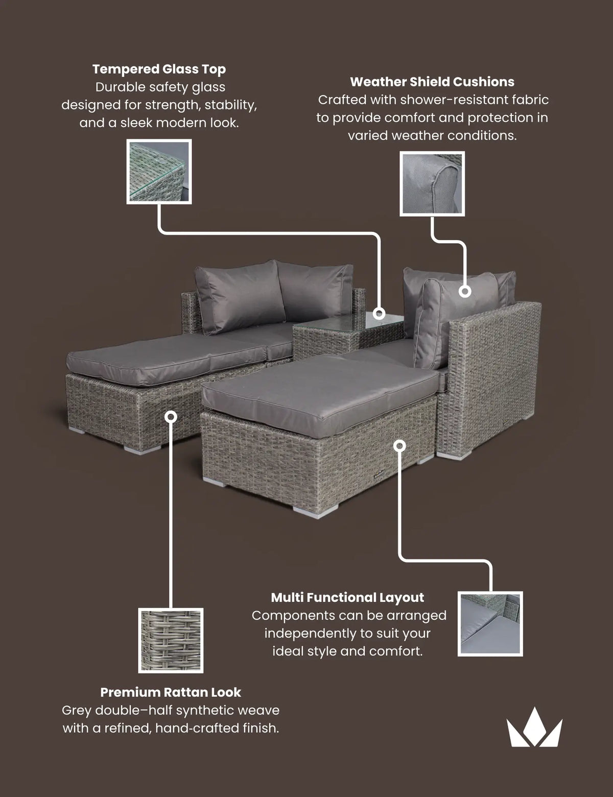 Paris 4 Seater Multi Setting Relaxer Set