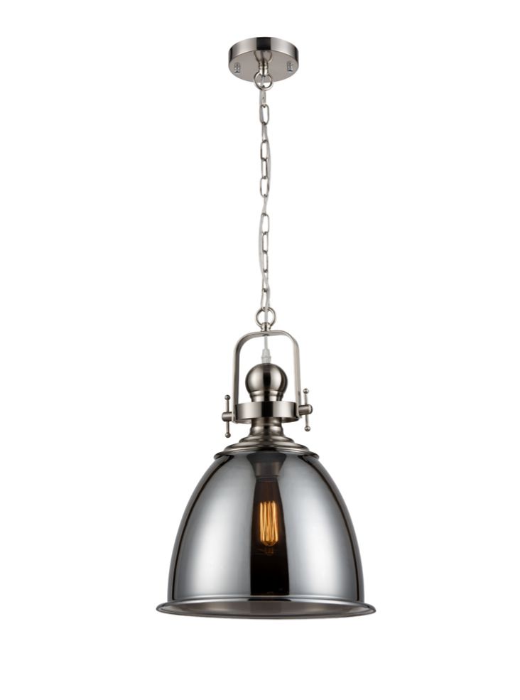 Vista Smoked Glass Pendant - Satin Nickel