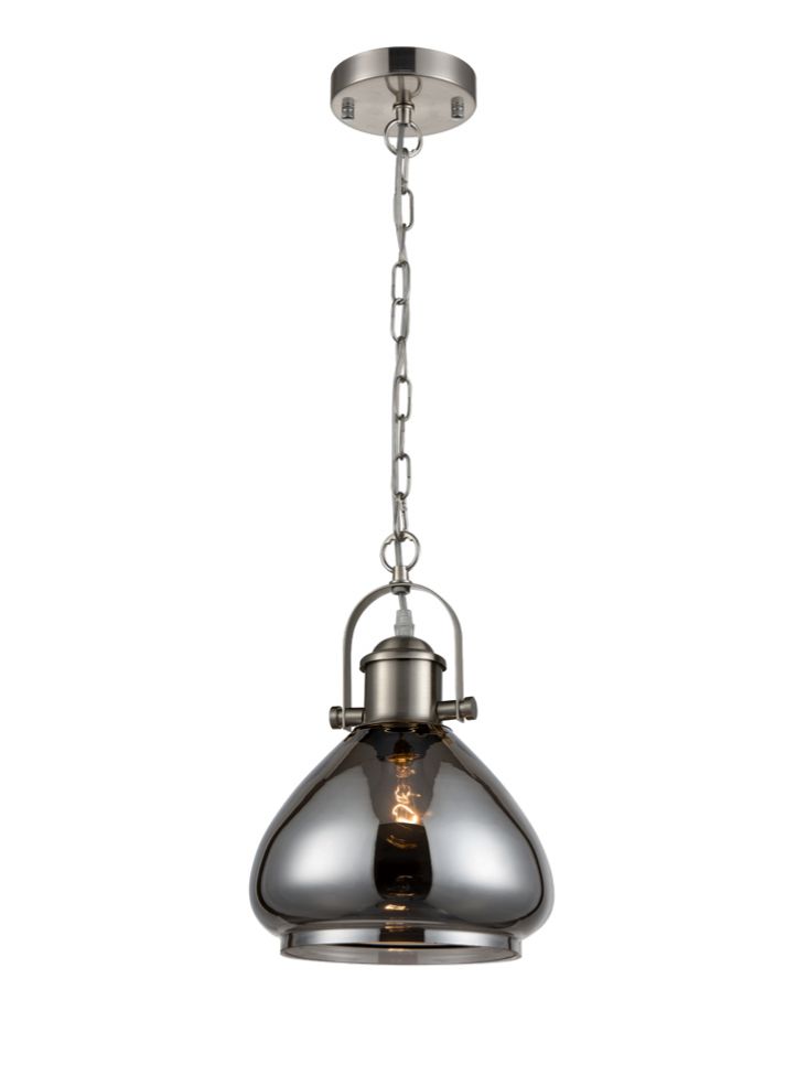 Vista Smoked Glass Pendant - Satin Nickel