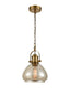 Vista Amber Glass Pendant - Antique Brass