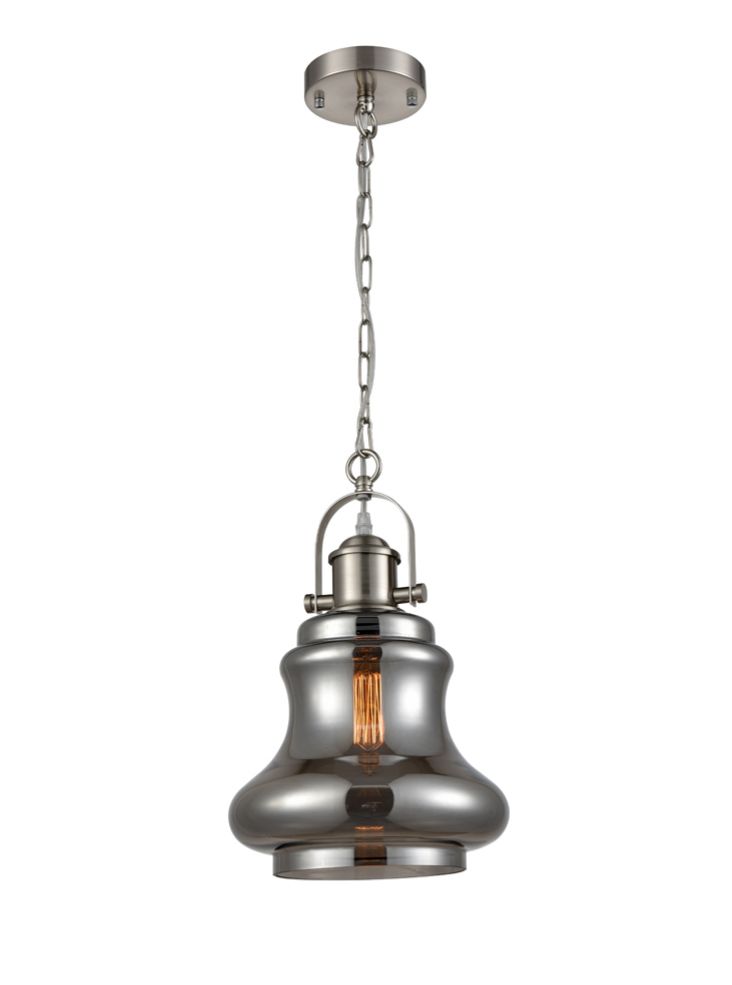 Vista Smoked Glass Pendant - Satin Nickel