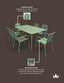 Porto 6 Seater Rectangular Dining Set in Olive