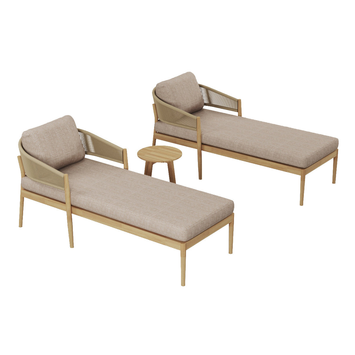 New Porto Double Sunlounger Set - Sandstone