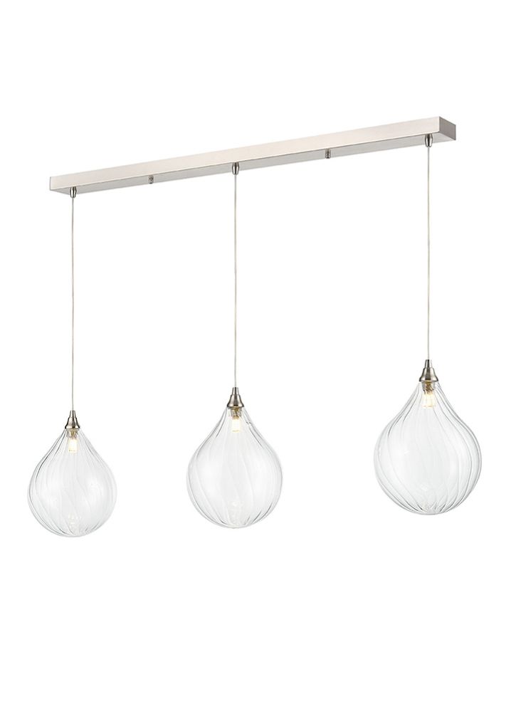 Perry 3 light satin nickel bar with clear glass