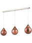 Perry 3 light satin nickel bar with copper glass