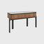 Ponte 2 Drawer Console Ponte 2 drawer Console Table in Figured Walnut, Burnt Oak Margins and Beige Tempered Glass Top