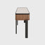 Ponte 2 Drawer Console Ponte 2 drawer Console Table in Figured Walnut, Burnt Oak Margins and Beige Tempered Glass Top