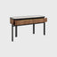 Ponte 2 Drawer Console Ponte 2 drawer Console Table in Figured Walnut, Burnt Oak Margins and Beige Tempered Glass Top