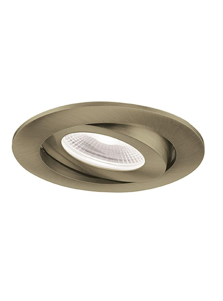 An adjustable die-cast LED recessed luminaire with a citizen light source and interchangeable aluminium bezel - Satin Brass